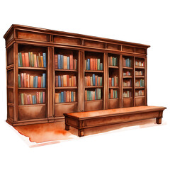 Library watercolor illustration isolated on transparent