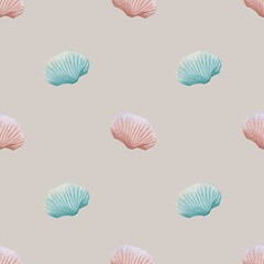 Elegant watercolor shell pattern for textile and wrapping design