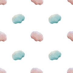 Elegant watercolor shell pattern for textile and packaging design projects