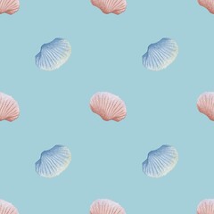 Colorful watercolor shell pattern for textile and packaging design