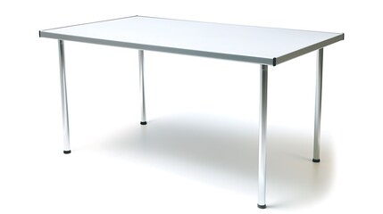 A table with four legs and a silver top