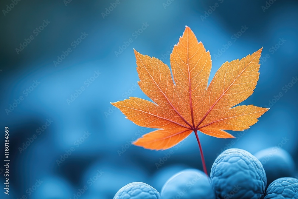 Aufkleber a single leaf sits atop a cluster of blue berries, great for representing nature's simplicity and be