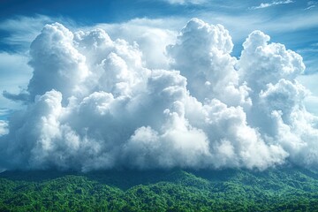 A big cloud fills the sky with its fluffy white mass, a beautiful sight to behold