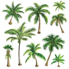 A group of palm trees on a clean and simple white background, ideal for branding or design projects