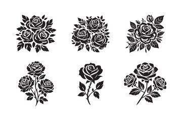 Rose flower bundle set vector illustration