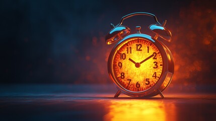Sunrise alarm clock glowing peacefully in warm colorsanimation effect