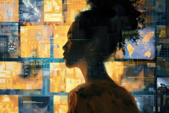 Black woman office worker in NFT with AI image.