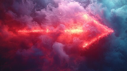 A glowing arrow made of vibrant clouds, suggesting direction and movement.