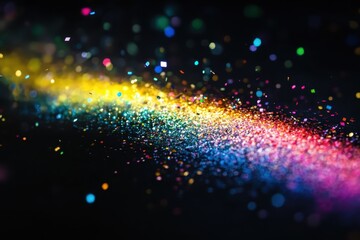 A black background with a burst of colorful pre-formed confetti falling, creating an abstract and dynamic visual effect.