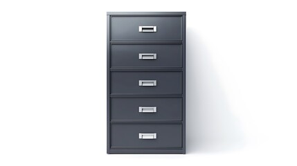 A black filing cabinet with five drawers