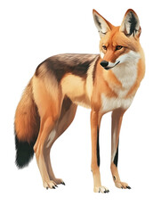 Fototapeta premium Animal, Maned Wolf, Amazon Rainforest, Nature, Art, Image, with Transparent Background PNG, for Stickers, T-Shirt Print, Cap, Mug, Flip Flops, Mousepad, Transparent PNG