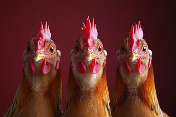 Fototapeta premium Group of chickens standing together