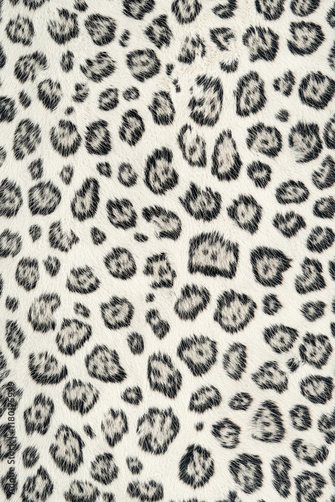 Poster snow leopard fur texture with black and white spotted pattern