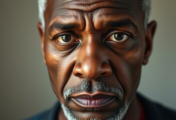 Portrait of a middle-aged afro-american man with a thoughtful expression