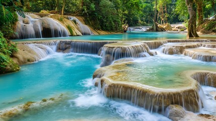 "Tropical Paradise with Crystal-Clear Waters and Lush Palm Trees"

