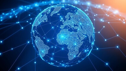 Obraz premium 3D Earth Network, Abstract Representation of Global Links.
