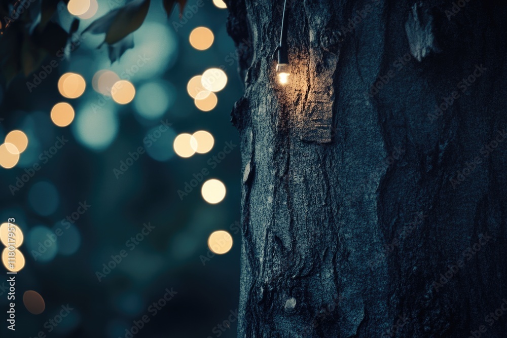 Poster A tree decorated with a string of lights
