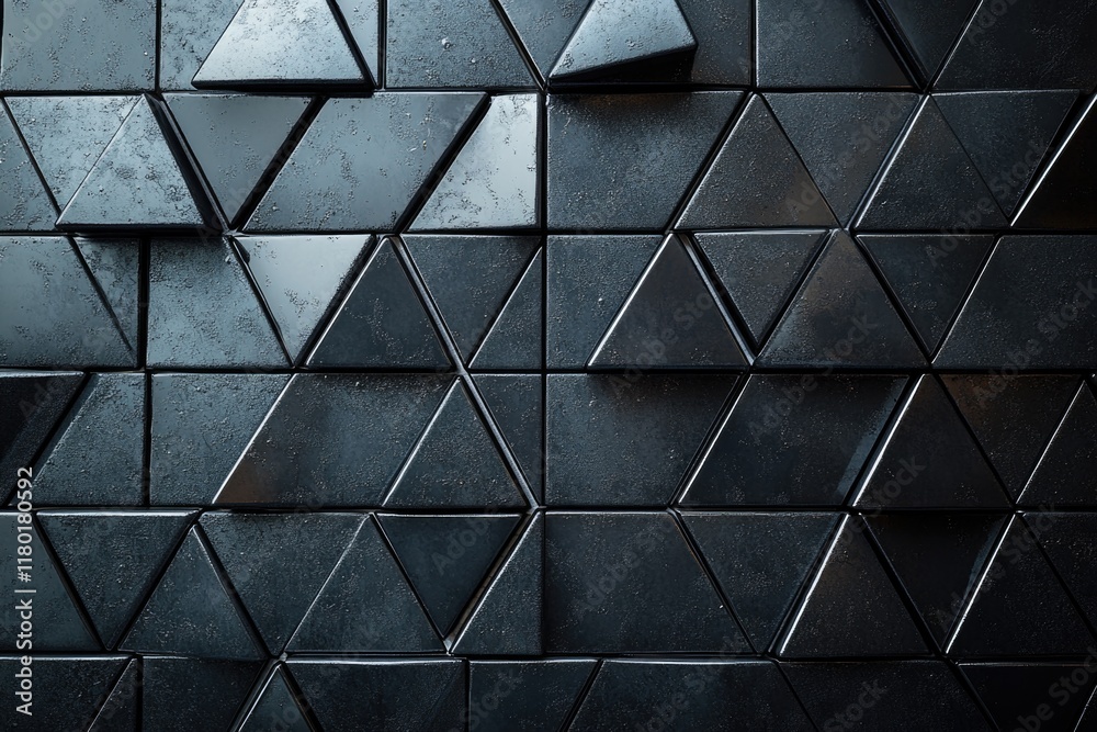 Poster A detailed view of a wall composed of interlocking triangles, often used as a decorative element in architecture or design