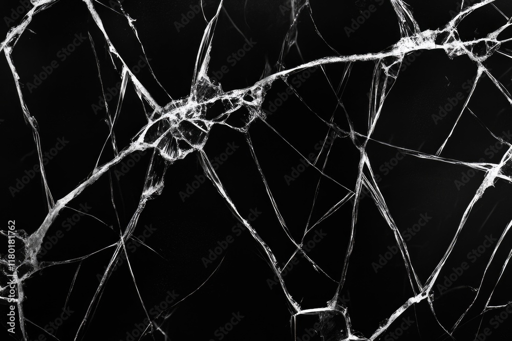 Poster a close-up shot of a cracked glass with a sharp focus on the broken surface