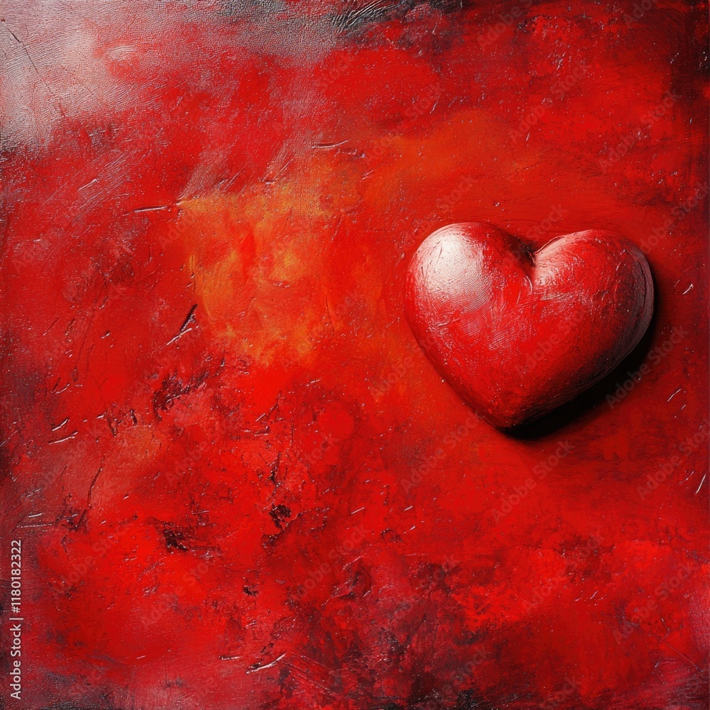 Aufkleber a simple design featuring a red heart on a red background, ideal for use in romantic or love-themed 