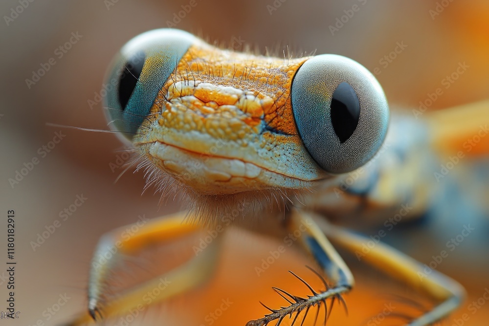 Poster a close-up view of a bug's face, blurred background