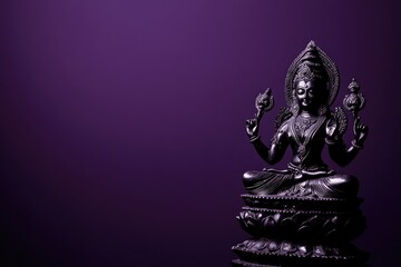 Fototapeta premium Minimalist Black and White Hindu Goddess Saraswati on Purple Background