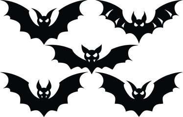 bat set silhouette vector illustrations