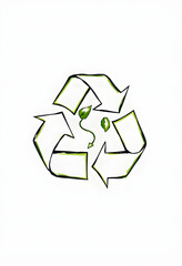 Obraz premium Renewable energy concept, recycling symbol, clean energy and sustainable development isolated on white background, illustration, color sketch