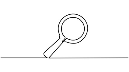 Minimalist magnifying glass Continuous One Line Drawing Icon for Modern Design,  magnifying glass one line drawing Vector illustration on white background 