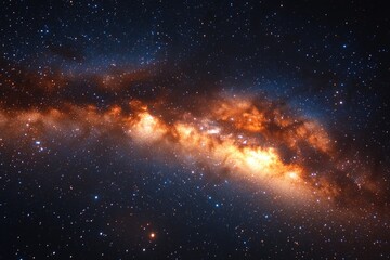 A galaxy with a bright orange star at its center, ideal for space and astronomy themed projects