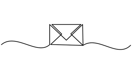 Minimalist mail icon Continuous One Line Drawing Icon for Modern Design,  mail icon one line drawing Vector illustration on white background 