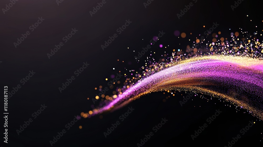 Wall mural dynamic swirl of colorful light particles on dark background