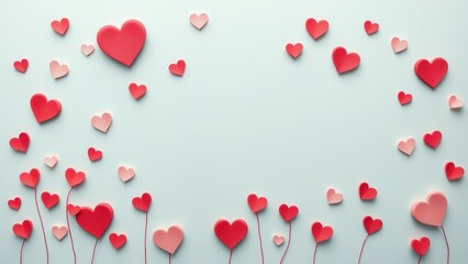Romantic background with hearts.