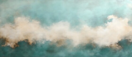Abstract teal and beige cloud sky.
