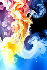 Water, smoke, vibrant, abstract, steam, bubbles, turbulence illustration made with, watercolor, with white tones