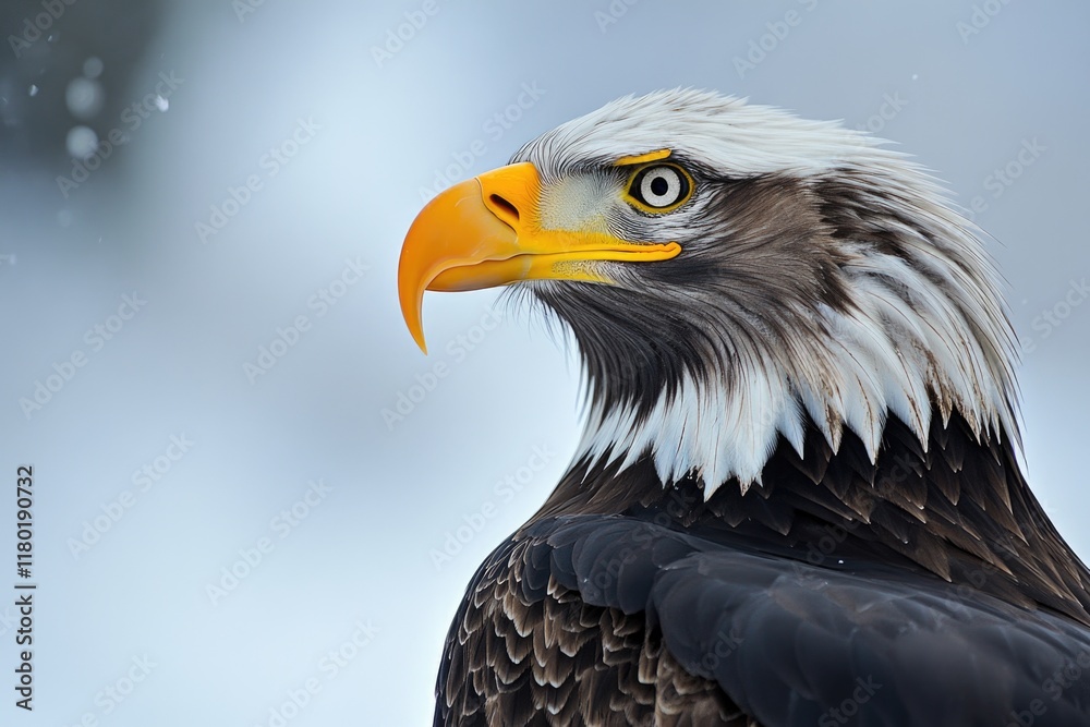 Poster A close-up view of a bird of prey's face and feathers