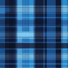 A close-up shot of a blue and black plaid fabric pattern