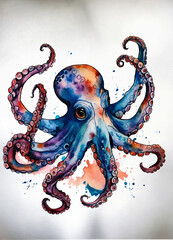 Tattoo watercolor octopus