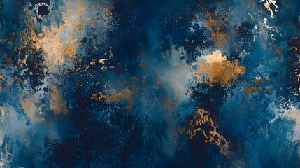 Abstract Blue Gold Splashes Texture Background