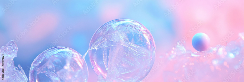 Poster colorful bubbles in an abstract winter composition