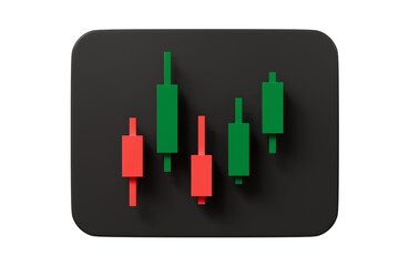3d Candlestick Growth stock diagram graph pattern icon. Business investment market trade exchange analysis chart and economy finance report ticker rising isolated on transparent background. 3d render.
