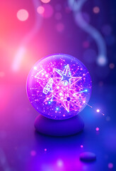 Fototapeta premium Abstract energy sphere with glowing bright particles energy scientific futuristic hi-tech background, craft clay, with white tones