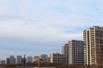 downtown city, building under construction in the city