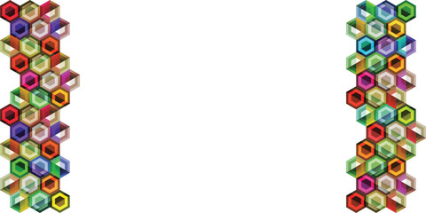 abstract multi color geometric background. Modern overlapping hexagons. Unusual color shapes for your message. Business or tech presentation, app cover template	