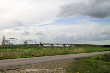 Obraz premium Meadows of the Zuidplaspolder where future village Cortelande will be built