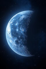 Naklejka premium Crumbling blue moon in dark space.