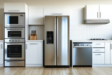 Installing new kitchen appliances in a modern home with sleek finishes and functional design