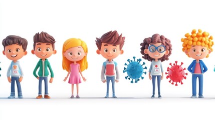 An educational illustration for kids explaining hmpv safety featuring friendly characters and simple diagrams