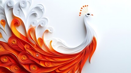 Obraz premium Peacock, Paper Cut Art, Abstract Image, Texture, Pattern Background, Wallpaper, Cover and Screen of Smartphone, PC, Laptop, 9:16 and 16:9 Format