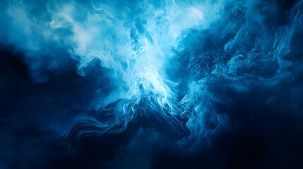 Abstract Blue Swirling Smoke Artistic Design
